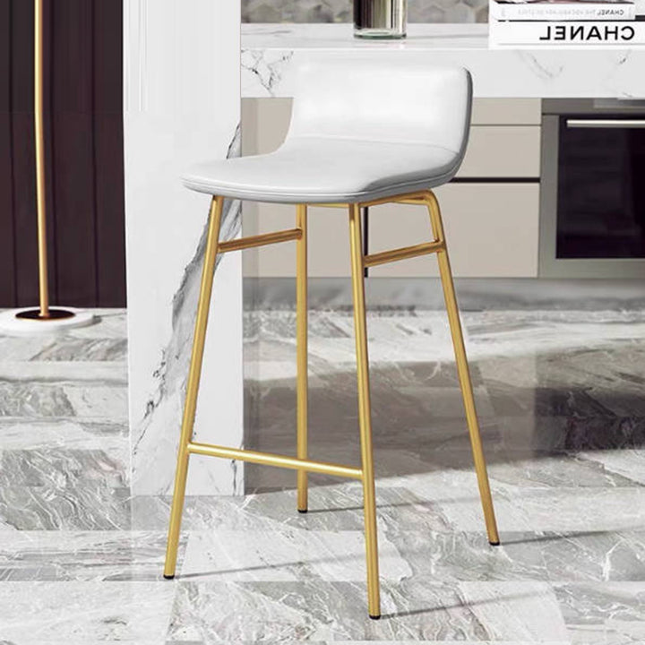 Contemporary Scandinavian Iron PU Leather Square Bar Stool Backrest Armless For Dining Room &amp; Kitchen