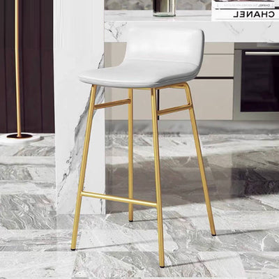 Contemporary Scandinavian Iron PU Leather Square Bar Stool Backrest Armless For Dining Room & Kitchen