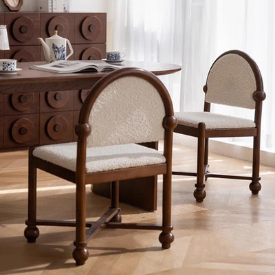 Traditional French Ash Wood Lambswool Sponge Square Vanity Stool Backrest Armless For Bedroom
