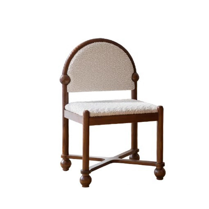 Traditional French Ash Wood Lambswool Sponge Square Vanity Stool Backrest Armless For Bedroom