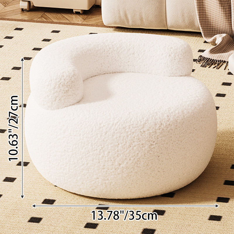 Modern Minimalist Wood Lambswool Round Low Stool Backrest Armless For Living Room