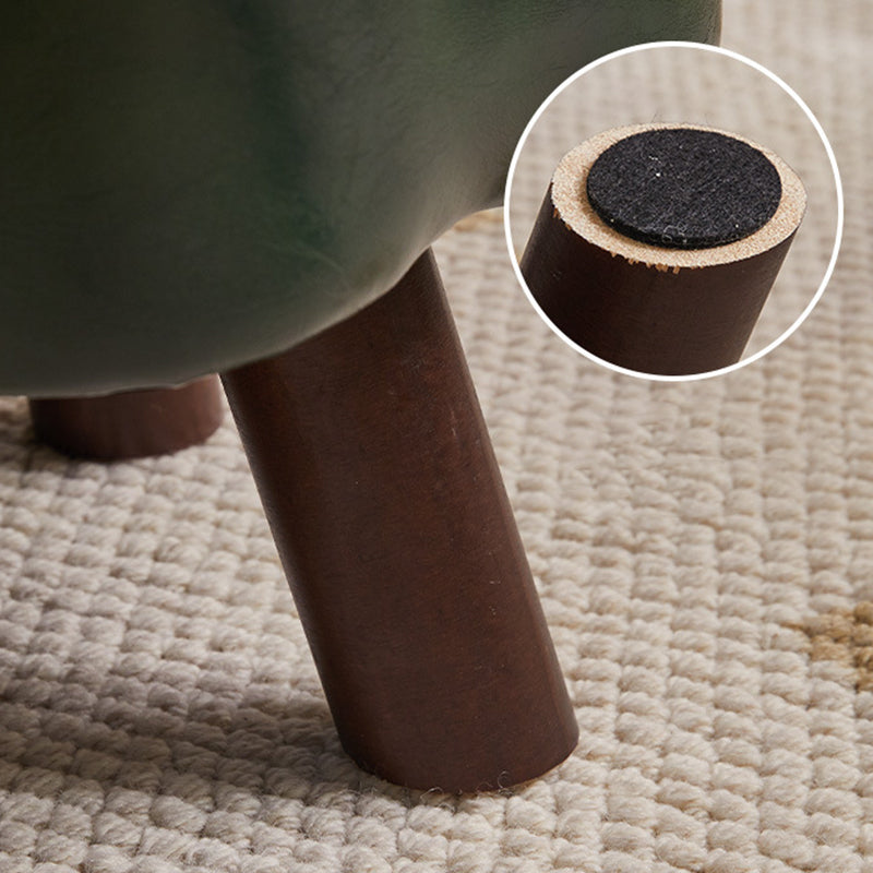 Modern Minimalist Faux Leather Wood Flower Low Stool Backless Armless For Living Room