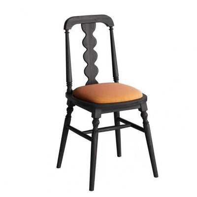 Contemporary Retro Wood Velvet Square Dining Chair Backrest Armless For Dining Room & Kitchen