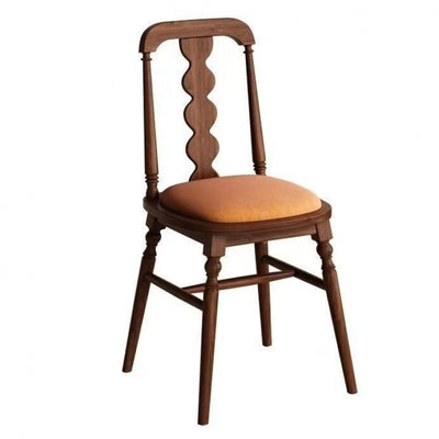 Contemporary Retro Wood Velvet Square Dining Chair Backrest Armless For Dining Room & Kitchen