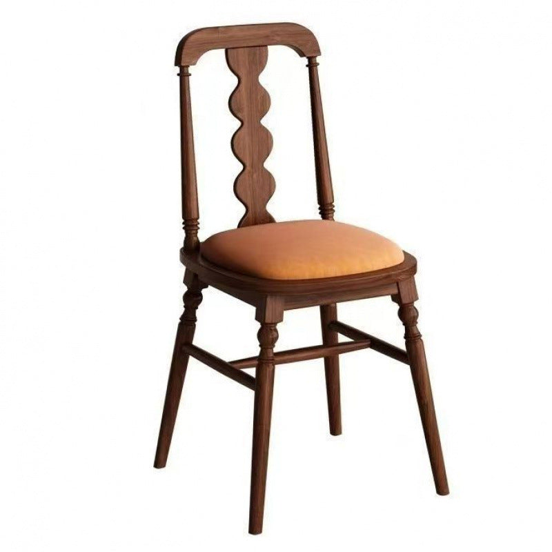 Contemporary Retro Wood Velvet Square Dining Chair Backrest Armless For Dining Room & Kitchen