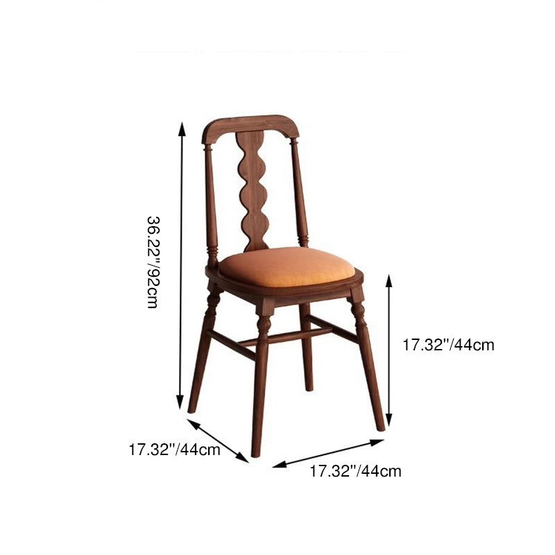 Contemporary Retro Wood Velvet Square Dining Chair Backrest Armless For Dining Room & Kitchen