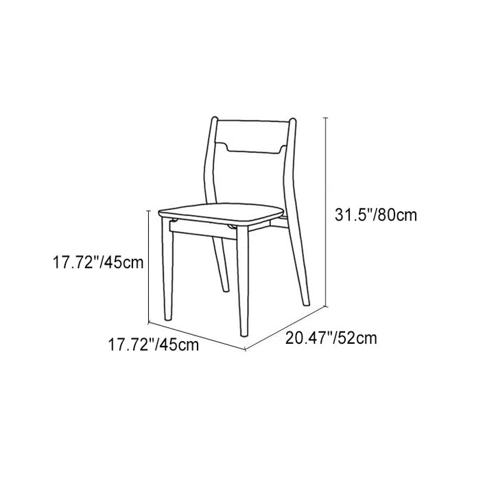 Modern Minimalist Square Bent Upholstered Cushion Walnut Wood Dining Chair Backrest Armless For Dining Room