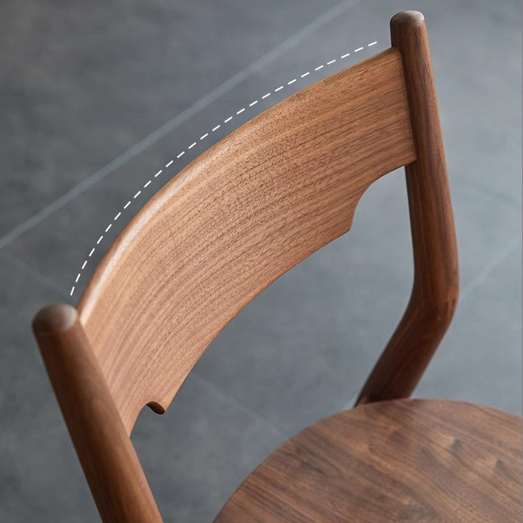 Moderner minimalistischer quadratischer gebogener gepolsterter Kissen-Walnuss-Holz-Esszimmerstuhl Rückenlehne ohne Armlehnen für Esszimmer 