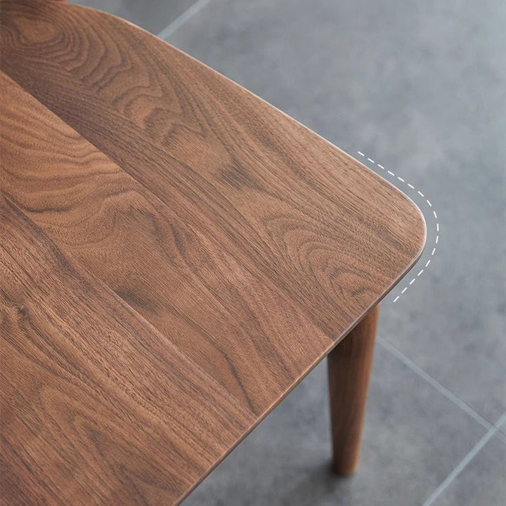 Moderner minimalistischer quadratischer gebogener gepolsterter Kissen-Walnuss-Holz-Esszimmerstuhl Rückenlehne ohne Armlehnen für Esszimmer 