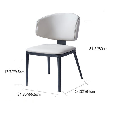 Chaise de salle à manger moderne de luxe en cuir carré incurvé en acier au carbone avec dossier sans accoudoirs pour salle à manger 