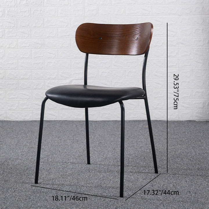 Contemporary Industrial Curved Square PU Leather Iron Dining Chair Backrest Armless For Dining Room