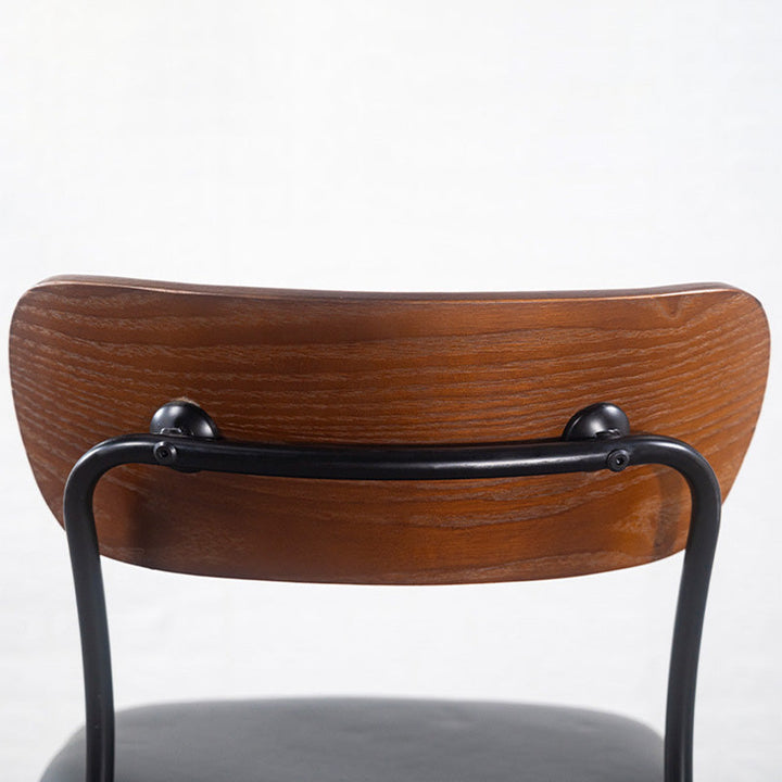 Contemporary Industrial Curved Square PU Leather Iron Dining Chair Backrest Armless For Dining Room
