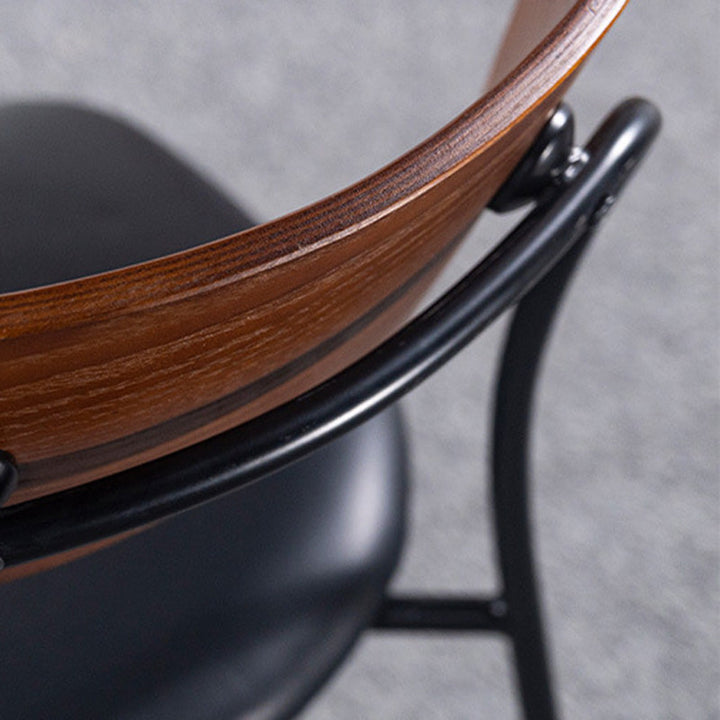 Contemporary Industrial Curved Square PU Leather Iron Dining Chair Backrest Armless For Dining Room