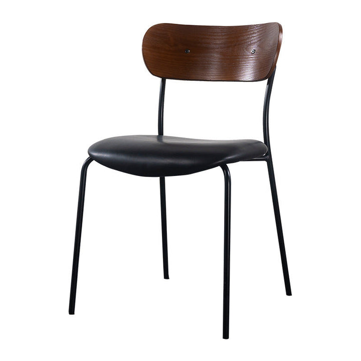 Contemporary Industrial Curved Square PU Leather Iron Dining Chair Backrest Armless For Dining Room