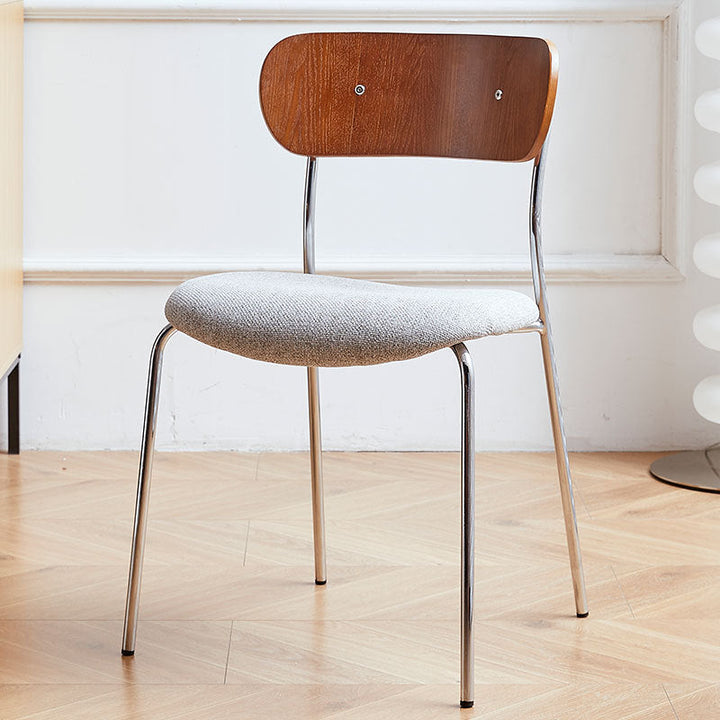 Contemporary Industrial Curved Square PU Leather Iron Dining Chair Backrest Armless For Dining Room