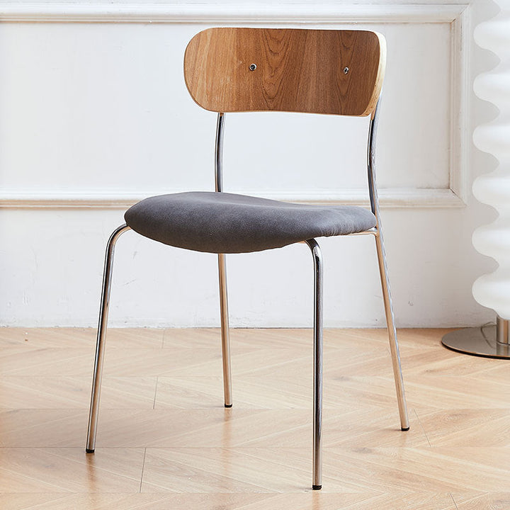Contemporary Industrial Curved Square PU Leather Iron Dining Chair Backrest Armless For Dining Room