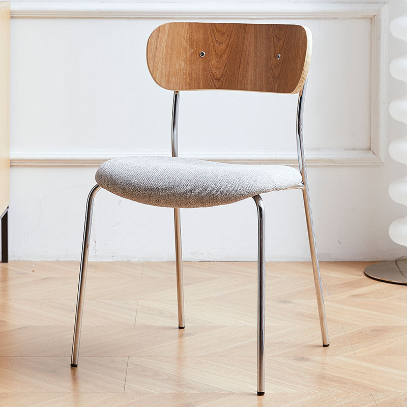 Contemporary Industrial Curved Square PU Leather Iron Dining Chair Backrest Armless For Dining Room