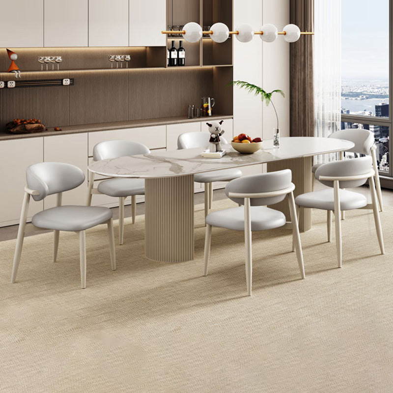 Contemporary Scandinavian Square Curved Microfiber Leather Metal Dining Chair Backrest For Dining Room