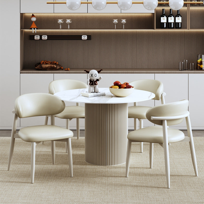 Contemporary Scandinavian Square Curved Microfiber Leather Metal Dining Chair Backrest For Dining Room