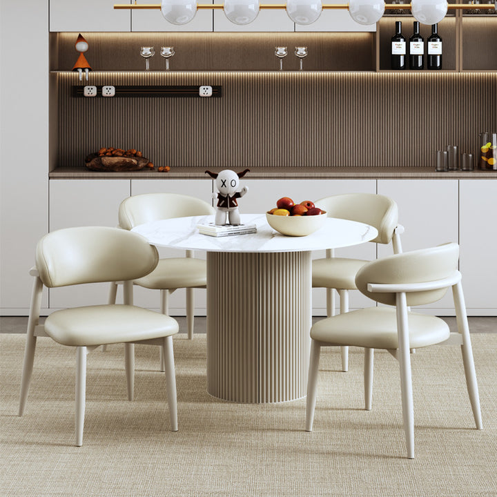 Contemporary Scandinavian Square Curved Microfiber Leather Metal Dining Chair Backrest For Dining Room