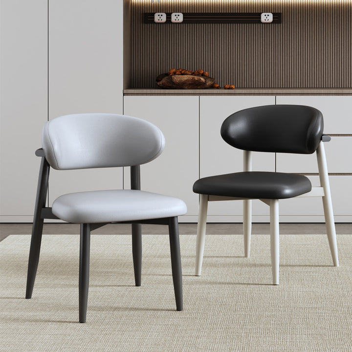 Contemporary Scandinavian Square Curved Microfiber Leather Metal Dining Chair Backrest For Dining Room