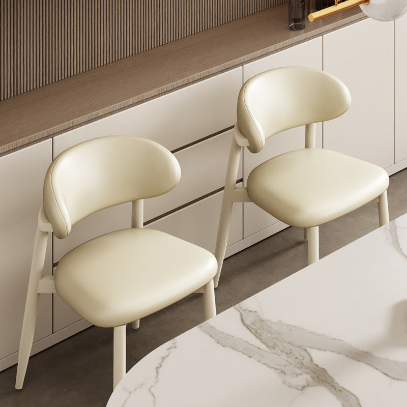 Contemporary Scandinavian Square Curved Microfiber Leather Metal Dining Chair Backrest For Dining Room