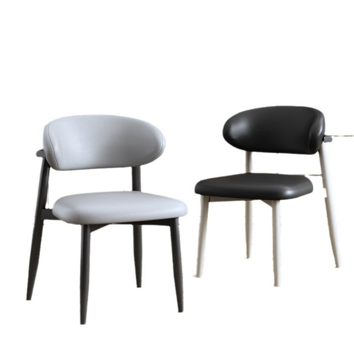 Contemporary Scandinavian Square Curved Microfiber Leather Metal Dining Chair Backrest For Dining Room