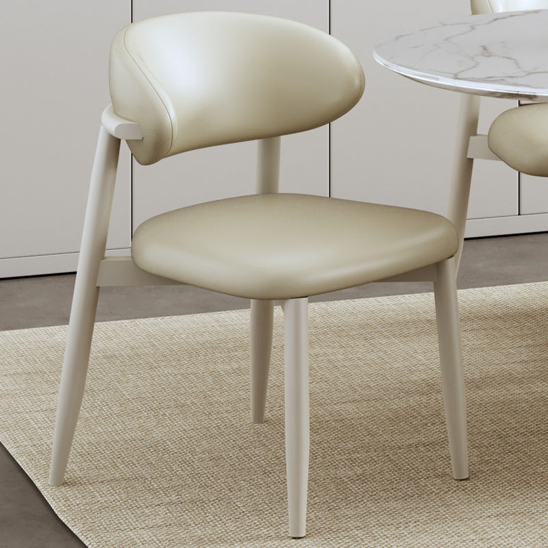 Contemporary Scandinavian Square Curved Microfiber Leather Metal Dining Chair Backrest For Dining Room
