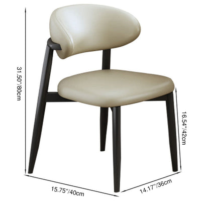 Zeitgenössischer skandinavischer quadratischer gebogener Leder-Metall-Esszimmerstuhl mit Rückenlehne für das Esszimmer 