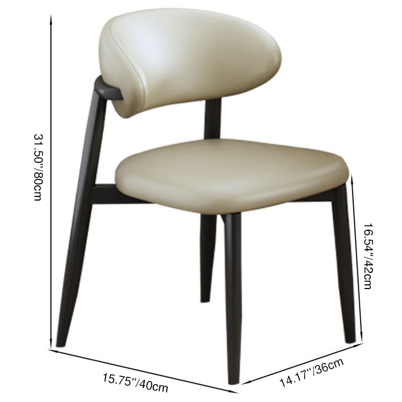 Zeitgenössischer skandinavischer quadratischer gebogener Leder-Metall-Esszimmerstuhl mit Rückenlehne für das Esszimmer 