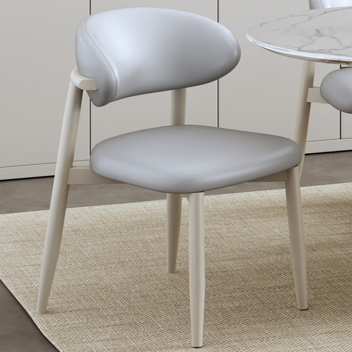 Contemporary Scandinavian Square Curved Microfiber Leather Metal Dining Chair Backrest For Dining Room