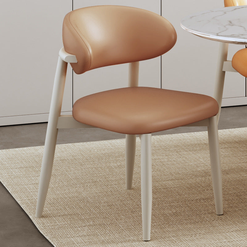 Contemporary Scandinavian Square Curved Microfiber Leather Metal Dining Chair Backrest For Dining Room