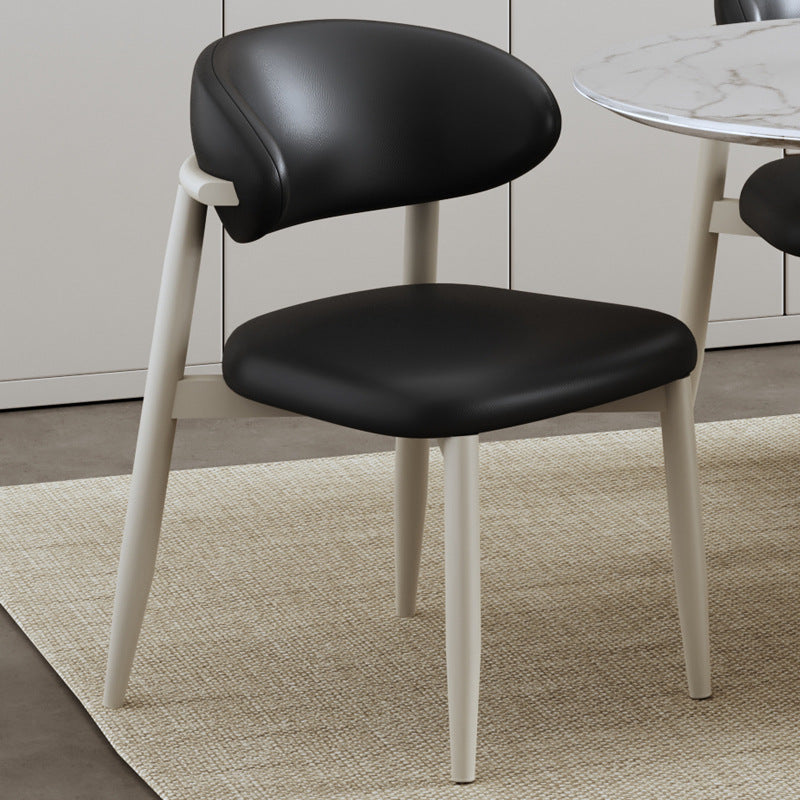Contemporary Scandinavian Square Curved Microfiber Leather Metal Dining Chair Backrest For Dining Room