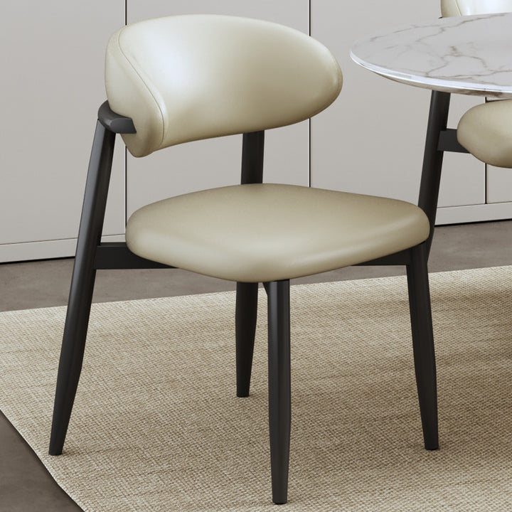 Contemporary Scandinavian Square Curved Microfiber Leather Metal Dining Chair Backrest For Dining Room