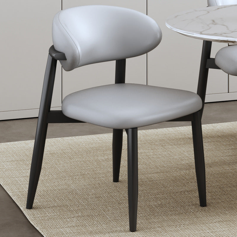 Contemporary Scandinavian Square Curved Microfiber Leather Metal Dining Chair Backrest For Dining Room