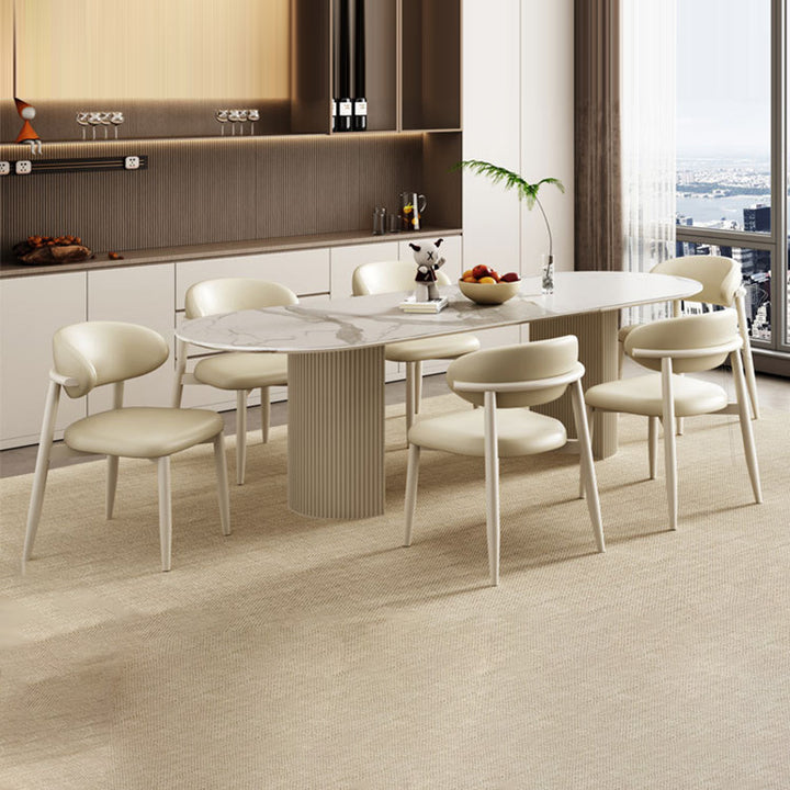 Contemporary Scandinavian Square Curved Microfiber Leather Metal Dining Chair Backrest For Dining Room