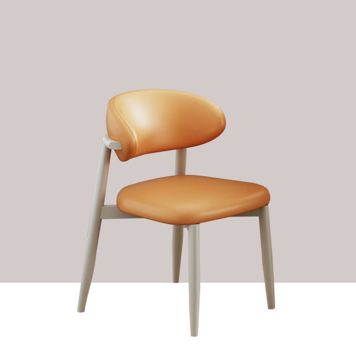 Contemporary Scandinavian Square Curved Microfiber Leather Metal Dining Chair Backrest For Dining Room