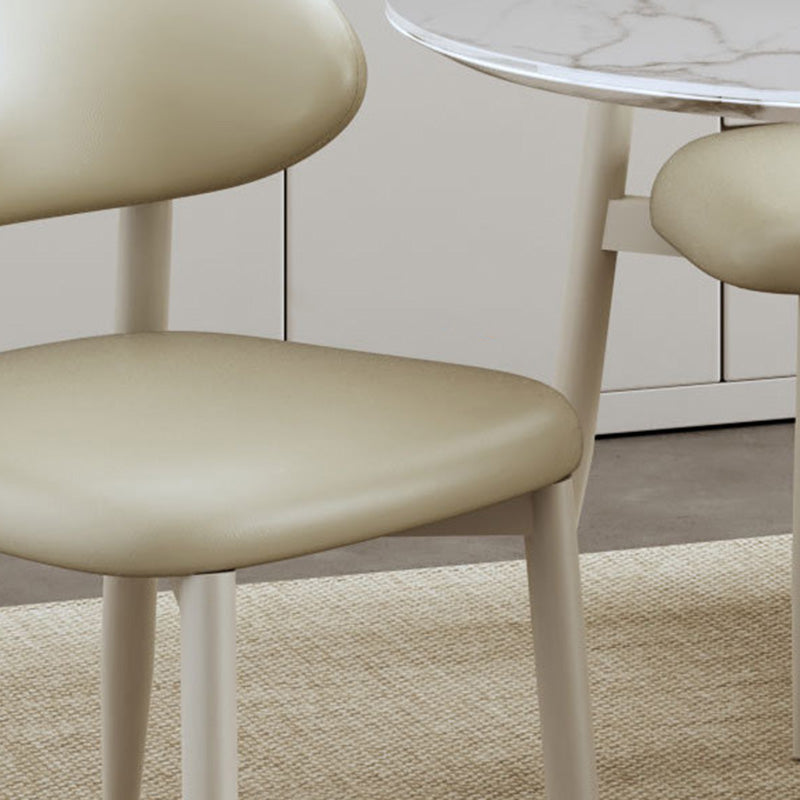 Contemporary Scandinavian Square Curved Microfiber Leather Metal Dining Chair Backrest For Dining Room