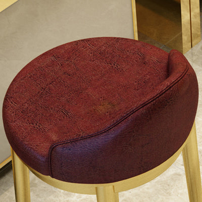 Moderner minimalistischer dreieckiger runder westlicher Leder-Barhocker mit Edelstahl-Rückenlehne für das Esszimmer 