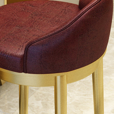 Moderner minimalistischer dreieckiger runder westlicher Leder-Barhocker mit Edelstahl-Rückenlehne für das Esszimmer 