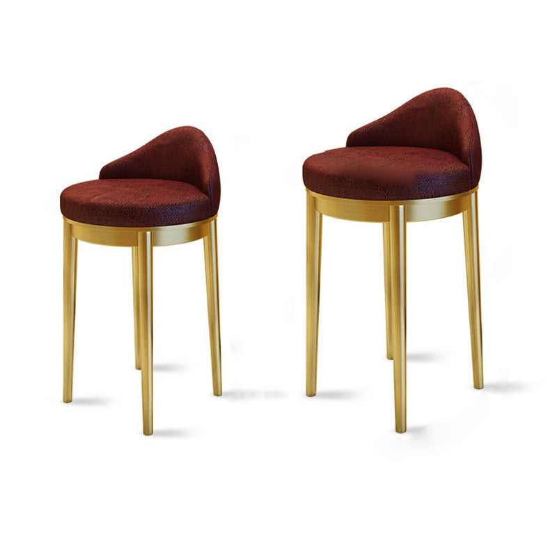 Moderner minimalistischer dreieckiger runder westlicher Leder-Barhocker mit Edelstahl-Rückenlehne für das Esszimmer 