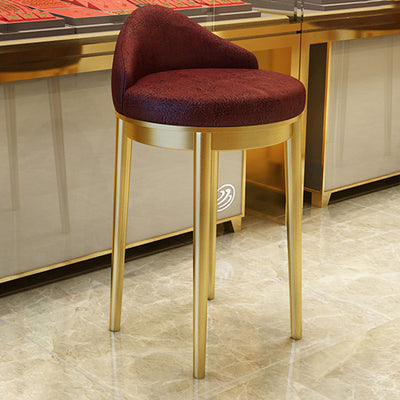 Moderner minimalistischer dreieckiger runder westlicher Leder-Barhocker mit Edelstahl-Rückenlehne für das Esszimmer 