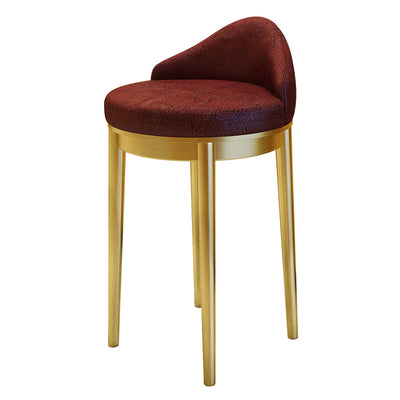 Moderner minimalistischer dreieckiger runder westlicher Leder-Barhocker mit Edelstahl-Rückenlehne für das Esszimmer 