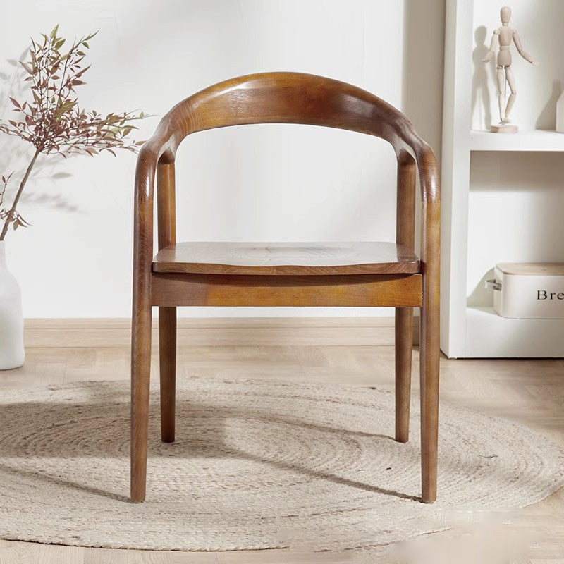 Traditioneller chinesischer gebogener quadratischer Lederstuhl aus Massivholz mit Rückenlehne und Armlehne für das Esszimmer 