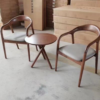 Traditioneller chinesischer gebogener quadratischer Lederstuhl aus Massivholz mit Rückenlehne und Armlehne für das Esszimmer 