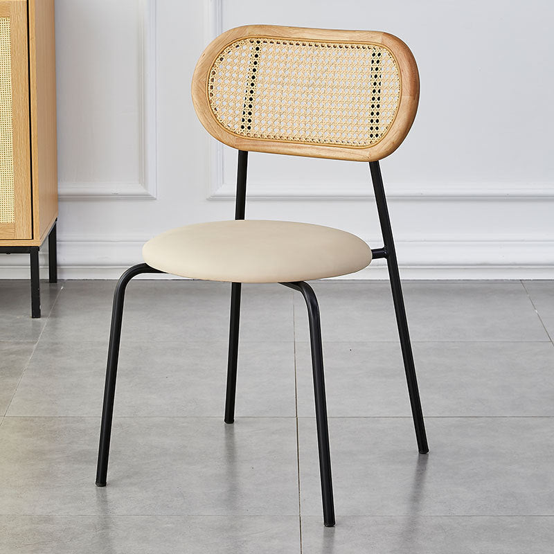 Moderna Minimalista Ovalada Redonda de Cuero Metal Silla de Comedor Respaldo Para Comedor 