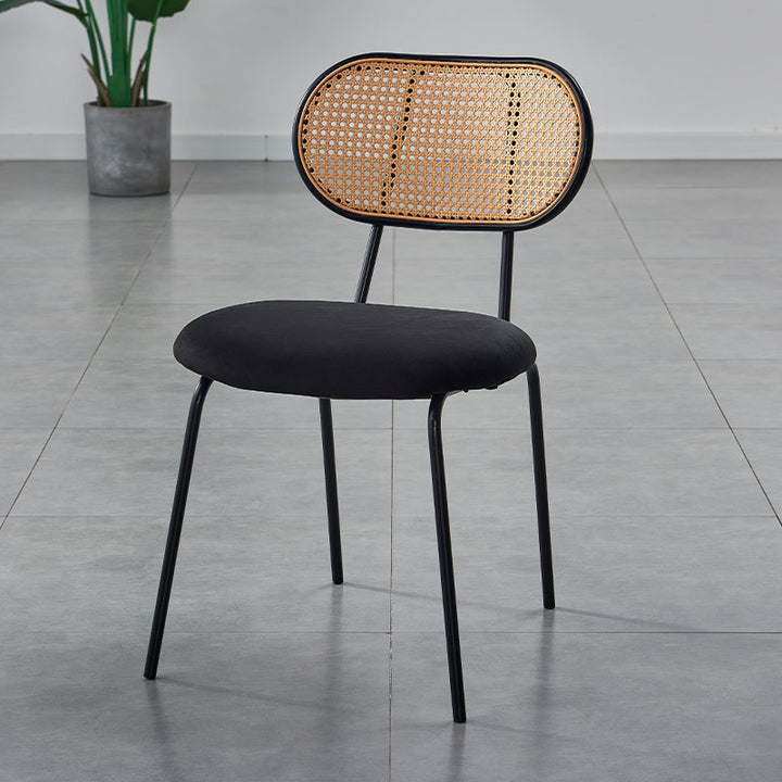 Moderno Minimalista Ovalado Redondo Cuero Artificial Metal Silla de Comedor Respaldo Para Comedor 