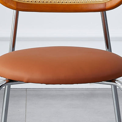 Moderna Minimalista Ovalada Redonda de Cuero Metal Silla de Comedor Respaldo Para Comedor 