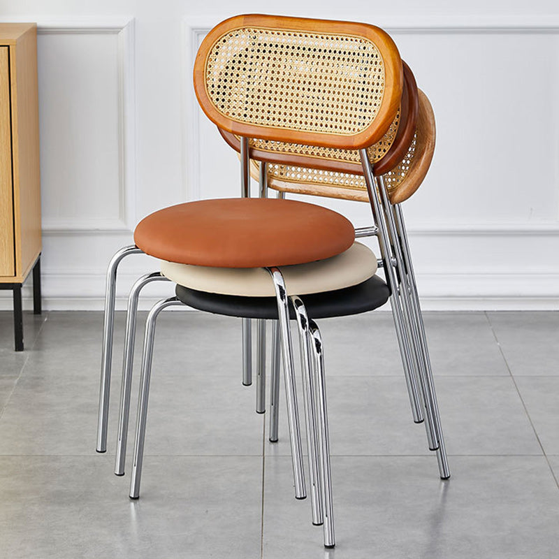 Moderna Minimalista Ovalada Redonda de Cuero Metal Silla de Comedor Respaldo Para Comedor 