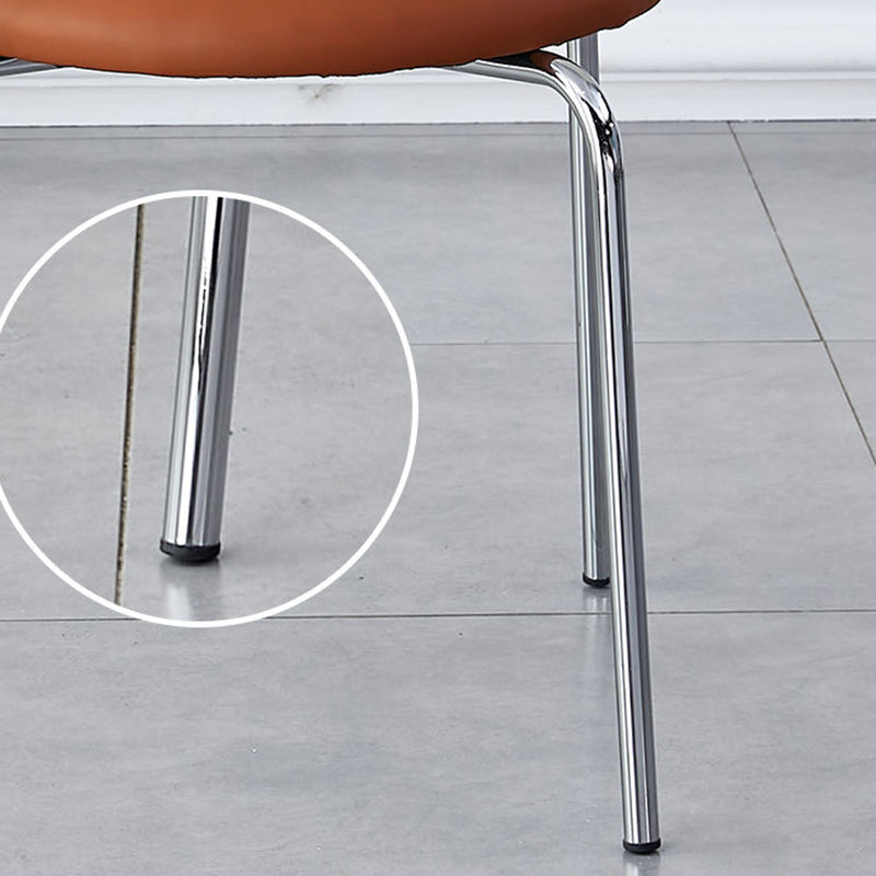 Moderno Minimalista Ovalado Redondo Cuero Artificial Metal Silla de Comedor Respaldo Para Comedor 
